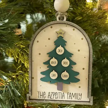 Коледно дърво, дървени коледна окачване, Коледна дървена окачване на съвсем малък, Семейно дърво, подвесное украса за Коледа, Гладко