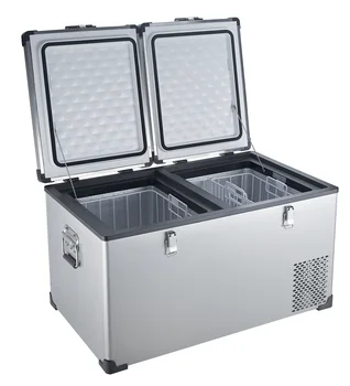 75-литров преносим двойна зона охладител-хладилник с фризер, автомобилен хладилник 12, автомобилен хладилник с мощен компресор за къмпинг на камиони