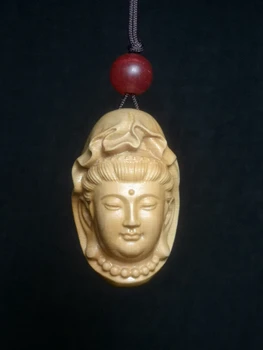 Китайски чемшир ръчно изработени, статуята на главата на Буда Авалокитешвары, амулет, огърлица, медальон, декорация нэцкэ, събиране на подаръци.