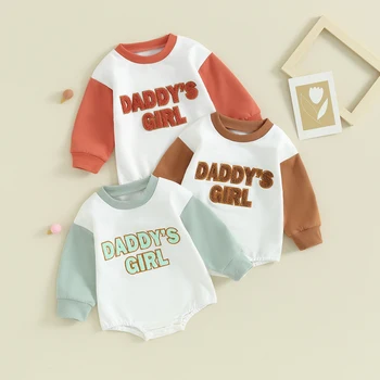 Citgeett/ есен боди за новородени момичета със сладка бродерия букви, гащеризон с дълъг ръкав, есен облекло