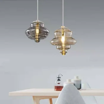 Модерен стъклен окачен лампа - дизайн в стил ар-деко, Окачена лампа за дневна, Кухненски Остров, Осветление в Скандинавски стил Loft