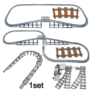 Рельсовый преминете MOC City Train Рельсовая тухлена модел Директен мек моста, който е съвместим с детска играчка-блок Leduo, съвместим с железница