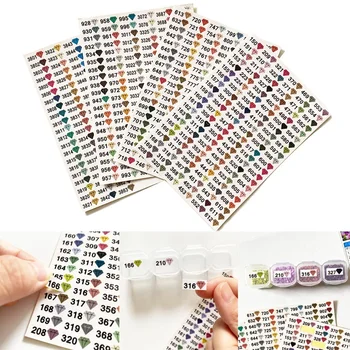 Етикети с цветни стаи, етикети с диамант с форма на точки 447 Етикети за контейнери за съхранение, етикети с диамант с форма на цифри