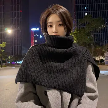 Модни наметало с шал и яка в корейския изпълнение с шал за есенно-зимния женски фланелка с дебелина на нагревателя