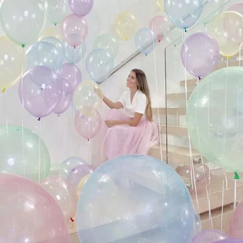 20 парчета на 12-инчов кристални пастелни балони, прозрачни въздушни латекс топки, детски душ, rainbow unicorn, детски рожден ден