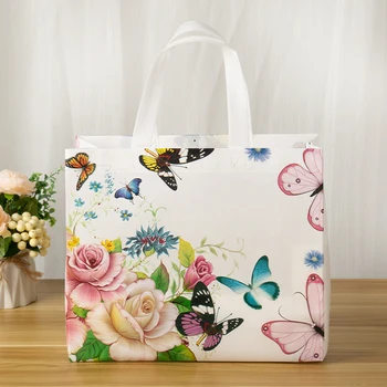 Чанта за пазаруване с флорални принтом, еко-чанта от нетъкан текстил, пътна чанта за съхранение на храна за вкъщи, сгъваема чанта за пазаруване за еднократна употреба