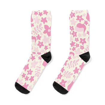 Пастельно-розови чорапи с цветя модел Boho Коледа Cabincore, коледни подаръци, модни Дамски и мъжки чорапи