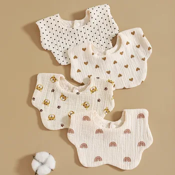 Меки памучни бебешки лигавници с принтом във формата на сърце, лигавник за новородено, салфетки от оригване За момчета и момичета, кърпа от слюнката за хранене.