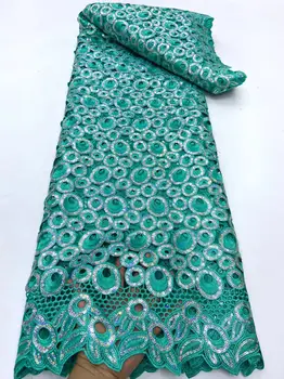 Нигерийски Гипюр, лейси плат, Памучен плат, с искри, Африканска лейси плат 2024, високо качество, на 5 ярда за вечерните рокли