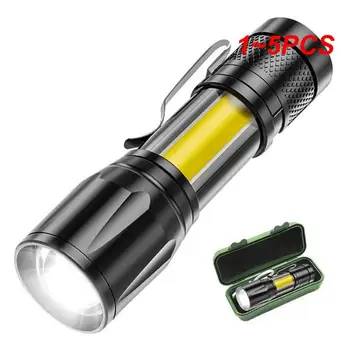 1 ~ 5ШТ Высокомощный XP-GQ5 Акумулаторна батерия led фенерче с мини-увеличение за нощуване на открито, силна лампа, Водоустойчив Тактически фенер