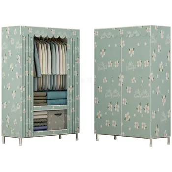 Модерен текстилен гардероб Минималистичен Шкаф Abric, Сгъваем гардероб за съхранение на дрехи, шкаф от стоманени тръби, шкафове за мебели за дома