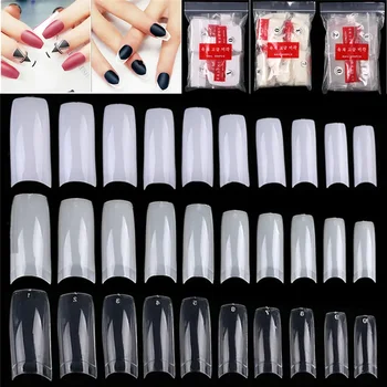 500 бр. /компл. Прозрачно-бели естествени френски режийни акрилни типсы за нокти с UV гел, Ултра Гъвкава, 10 размери, 500 типсов за режийни нокти