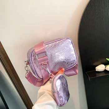 Чанта за през рамо в ретро стил с пайети, новост 2023 г., дамски модни проста чанта-месинджър, квадратна чанта-тоут Луксозна дизайнерска чанта