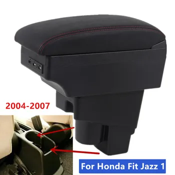 За Honda Jazz Кутия за оръжие за Honda Fit (Jazz 1 кола подлакътник 2004 2005 2006 2007 Кутия за съхранение на оръжие с USB авто аксесоари