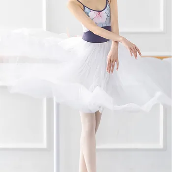 Класически и модерни танцови костюми за момичета, Дълга пола 540 градуса, Елегантна талия, модерен балет шифоновая тренировочная пола