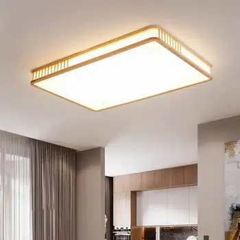 Проста дървена led тавана лампа за спалня в скандинавски стил, изчистен Модерен, креативен къща, апартамент с интериор от дърво, led тавана лампа