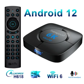 Transpeed Wifi6 Android 12 Tv Box Allwinner H618 Поддръжка на 4K 8K 6K HDR10 BT5.0 бърза кутия за Гласова мултимедиен плейър телеприставка