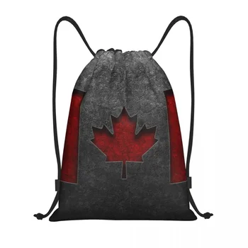 Изработена по поръчка чанта с завязками под флаг на Канада за пазаруване, раници за йога, Мъже и жени, средни видоизменен раницата с Канадски флага за фитнес зала