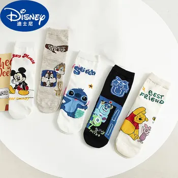 Чорапи Disney с Мики Маус, Лило и Стичем, памучни къси чорапи с шарките на Аниме за деца, Кавайные чорапи за момчета и момичета, Летни Детски чорапи-лодки, Подарък чорапи