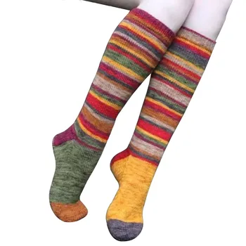 Дамски чорапи, дамски удобни дишащи меки чорапи, Памучни ежедневни гамаши в разноцветную ивица, дамски гети за крака.