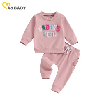 Комплекти дрехи за новородени момичета ma & baby от 3 м до 3 години, блузи с дълъг ръкав и надписи, панталони, есенно-пролетно ежедневни облекла
