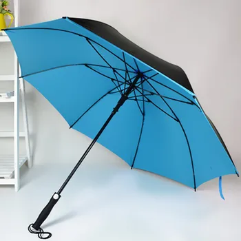 Полу-автоматичен чадър за голф с дълга дръжка, двуслойни, затемняющее покритие за слънцезащитен крем, логото може да бъде отпечатан като бизнес подаръци