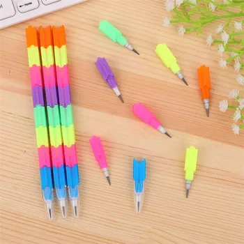 Учебни блокове с 8 възли, Разменени жило, с Преливащи се цветове Дървени моливи, пособия за писане, детски играчки, Канцеларски материали, дръжка за снаждане офис пластмаса