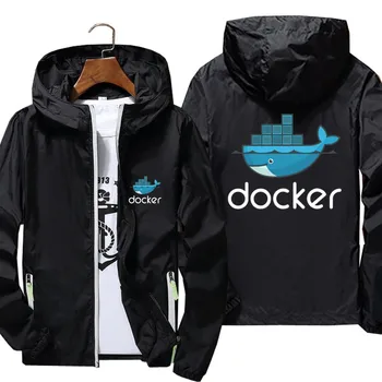Мъжко яке-Бомбер, Ветровка С Логото на Docker Linux Javascript, Разработчик на Компютърни Програми, Програмист-Енкодер, Палто За Кодиране, Коварен 
