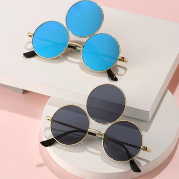 Цветни слънчеви очила в три кръгли оправах, модни очила за възрастни, за Коледното парти на Открито, за снимки, слънчеви очила за пазаруване