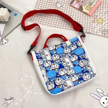 Мультяшная дамска чанта Котка, нова детска чанта, скъпа чанта за момичета, холщовая дамска чанта-месинджър, 26x24x6 см
