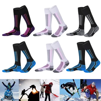 1 чифт зимни топли утолщенных ски чорапи, маршируване на отглеждане за жени, мъже, деца, ски чорапи със защита от студ, спортни облекла