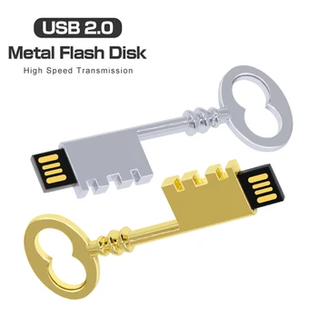 Метален ключ във Формата На USB 2.0 Flash drive Високоскоростен 4G 8G 16G 32GB 64GB 128GB Пръчка Чрез Memory Stick U-диск Реалния капацитет
