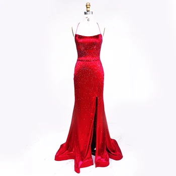 Вечерни рокли Finove карамельно-червен цвят, бродирани с мъниста, без ръкави, с открити рамене, секси жени, новост 2023 година