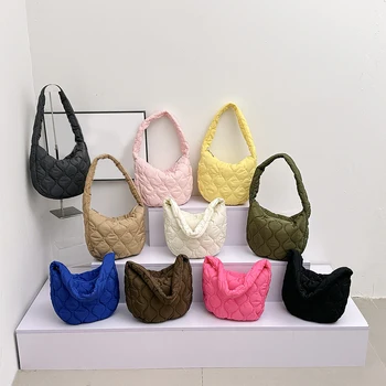 Дамски стеганая чанта-тоут, лека чанта за рамо с подплата, универсална naka чанта-тоут, чантата за пазаруване с цип голям капацитет.