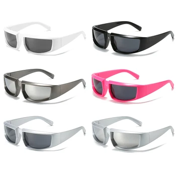 Нови велосипедни спортни слънчеви очила в стил steampunk, дамски слънчеви очила Y2K, Vintage слънчеви очила в стил пънк, мъжки сребърни огледални очила, Модни очила