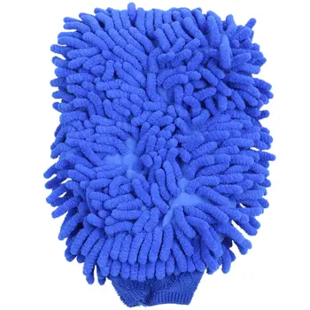 2x Суперабсорбирующие ръкавици за миене и восък от микрофибър и шенилна премиум-клас, ръкавици с един пръст за автомивка (сини)