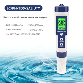 Мултифункционален м солеността на EZ-9909 five in one water quality pen tds/ph meter/ео/temperature