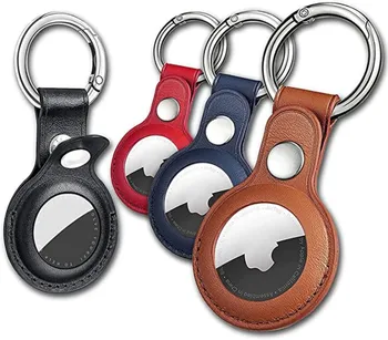 Кожен Ключодържател за Apple Airtags Case Защитно покритие на Бронята Shell Tracker Аксесоари за Защита от надраскване Airtag Key Ring Притежателя