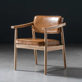 Дървени Единични столове за почивка в Скандинавски стил за хола, маса за хранене, стол с облегалка за мебели за дома, Модерен дизайн, стол за преговори за почивка