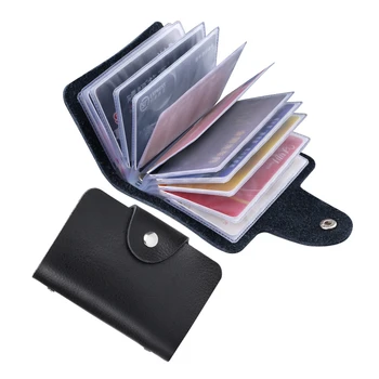 24 Слота Bits Bag-държач за карти е Прост обикновен джобен калъф За жени и мъже, Органайзер за кредитни ID-карти, Кожен портфейл-визитница 2023 г.