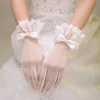 Нови, прозрачни ръкавици, с къси пръсти с цвят на слонова кост за партита за младоженци, безплатна доставка