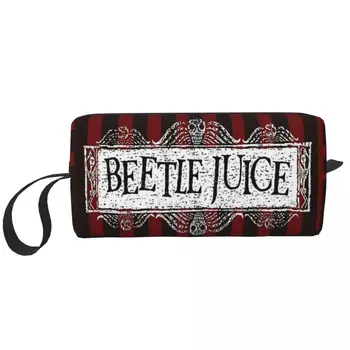 Изработена по поръчка Чанта за тоалетни принадлежности на Тим Бъртън Beetlejuice За жени Козметични Органайзер за грим в готически стил Lady Beauty Storage Dopp Box Kit