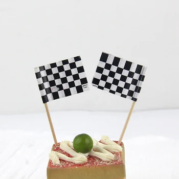 24шт състезателни знамена, Топперы за торта за рожден ден, Декоративни кифли в клетката, в цилиндър за украса десерт торта за сватбени партита