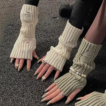 Дамски топли възли за ръце с Дълги ръкавици без пръсти, Ръкавици, зимни Y2K, обикновена, с ръкав на ръка, Модни и Ежедневни Мека дрехи за момичета, Ръкавици в стил Пънк
