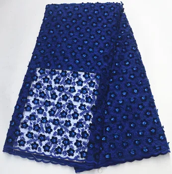 3d дантела най-новите африкански дантела 2019 високо качество на синьото африкански френската дантела тюлевое дантела 5 ярда нигерийски дантелени платове за рокли PS-Q244