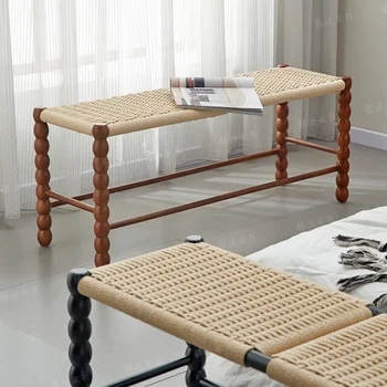 Столче за преобличане за обувки във френски стил, Проста Скандинавски легло от масивна дървесина, столче за преобличане в китайски стил, Ниска табуретка-пейка