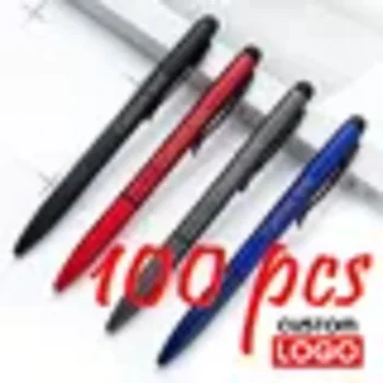 100 бр./лот Метална дръжка с потребителски логото на Офис и училищни консумативи, Метална химикалка писалка