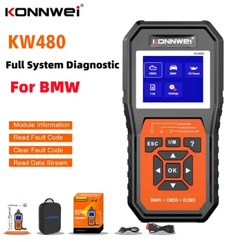 KONNWEI KW480 OBD2 Скенер за Автомобили BMW OBD 2 ABS въздушна Възглавница SRS Отменя Масло Инструмента за Диагностика на Пълни Системи за Съответствие на Батерията E38 E46