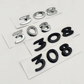 3D Лепило Нов ABS Хром Черно Лого 308 Емблема Букви Номер на Стикер Икона на Багажника на Колата, За Peugeot 308 Стикер Аксесоари