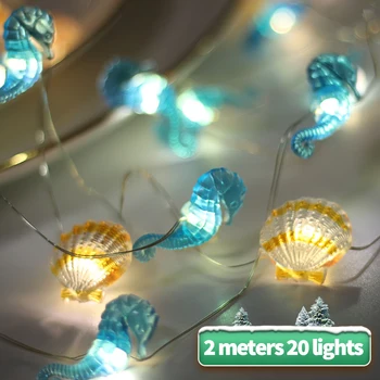 2 / 3M Коледна серия Ocean Light String Декоративна подвесная лампа във формата на миди, за дома, спални, празнична декорация, украса за Коледната елха